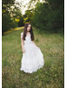 Ivory Lace Ruffle Tiered Country Flower Girl Dress